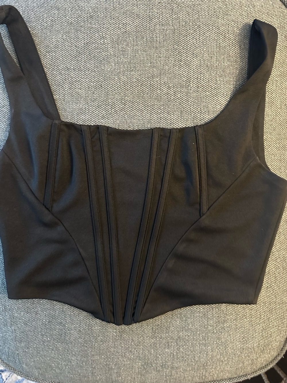 Black Corset-Style Crop Top
